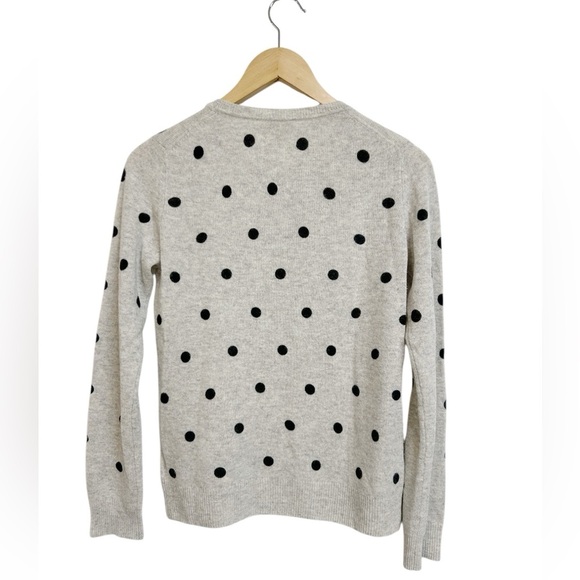 Cynthia Rowley 100% 2-Ply Cashmere Sweater Small Light Gray w/ Black Polka Dots - Picture 6 of 9